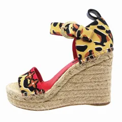 LOUIS VUITTON ルイヴィトン モノグラムフラワー サンダル ウェッジソール エスパドリーユ レオパード柄 36 23cm レディース 【中古】