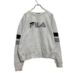 FILA ロゴ スウェット トレーナー M ホワイト グレー ブラック フィラ 裏起毛 古着卸 アメリカ仕入 a603-5033