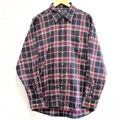 大きいサイズ◎ (^w^)b CHAPS RALPH LAUREN チャップス ラルフローレン BD シャツ ネルシャツ 長袖 フロントボタン 襟付き 胸ポケット 古着 綿100% 紳士 カジュアル 羽織り チェック柄 紺 ネイビー メンズ サイズ2L