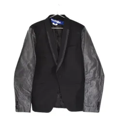 JUNYA WATANABE COMME des GARCONS (ジュンヤワタナベ コムデギャルソン) レザー切替 ショールカラー テーラードジャケット ブラックのサムネイル