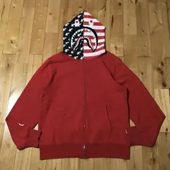 H*o様 APE シャークパーカー ジャケット 赤L 正規品 Red camo シャーク パーカー Mサイズ shark full zip hoodie a