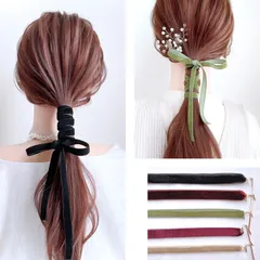 1m ベロアリボン の ポニーフック ヘアリボン