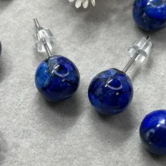 ラピスラズリ 天然石 ミニピアス レジン イヤリング アレルギー対応 ハンドメイド