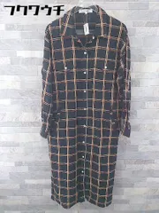 ◇　C.C.CROSS　チェック　スリット　長袖　膝下丈　シャツ　ワンピース　サイズ38　ブラック　ブラウン　ベージュ　レディース 【中古】 【1104010011526】