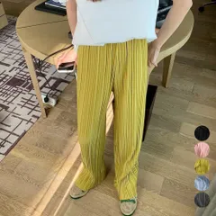 プリーツ加工のロングパンツとハーフパンツ2点セット ブラック ブルー グレー ピンク マスタード TK0881