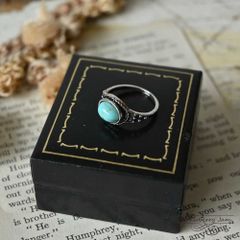 L3705-445 英国ヴィンテージ アクセサリー ターコイズ ブルー リング 10号 イギリス
