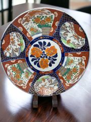 アンティーク有田焼 伊万里 美術品 花瓶と鳥のデザイン大皿 アンティーク有田焼 伊万里 美術品 花瓶と鳥のデザイン大皿