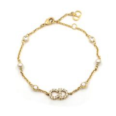 【栄】ディオール B0668CDLCY 腕回り約18cm メタル パール ホワイトクリスタル ブレス ゴールド 小物 アクセ その他