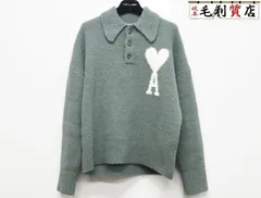 アミアレクサンドルマテュッシ AMI Alexandre Mattiussi ヘアリーアルパカニット ポロ UPL325.KN0032 グリーン サイズXS 美品 ニット セーターのサムネイル
