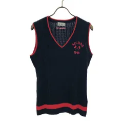 アディダス ロゴ刺繍 ゴルフ Vネック ニットベスト M ネイビー adidas レディース