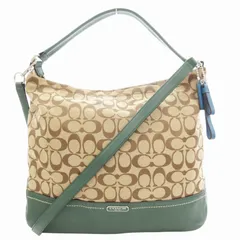 コーチ COACH F23279 パーク シグネチャー ホーボー ハンドバッグ ショルダー 2WAY キャンバス レザー ベージュ 緑 グリーン /GV ■GY18