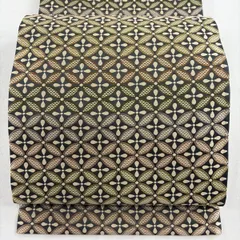 408my28◆伝統工芸士 箔屋清兵衛 草木染 袋帯 渦巻き文 金糸◆美品 箔屋清兵衛 正倉院文様 全通袋帯 陰山織物【未着用品】 | かわの屋