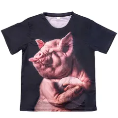 Tシャツ 豚 ピッグ 半袖 シャツ ティーシャツ メッシュ素材 Ice 選べる2サイズ トップス プリント