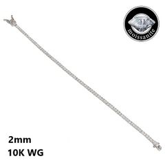 １０K WG モアサナイト ２ｍｍ×１７ｃｍ／２ｍｍ×１８ｃｍ テニスブレスレット ホワイトゴールド メンズ レディース Moissanite 【納期３週間】