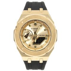 G-SHOCK GA2100GB GARISH メタル カスタム ゴールド ラバーバンド カシオーク ブラックベルト ステンレス製 艶消しモデル CASIOAK GOLD
