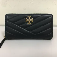 【三沢店】 トリーバーチ 二つ折り財布  長財布  ブラック×ゴールド金具 10005608 03 19  中古品
