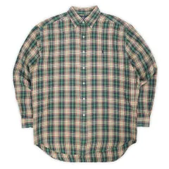ポロラルフローレン POLO RALPH LAUREN 90s 90年代 ボタンダウンシャツ BD BLAKE ブレイク 定番 ロゴ刺繍 USA ヴィンテージ アメリカ 古着 メンズ シャツ グリーン系 チェック柄 M【中古】