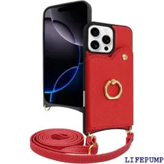 シズカウィル iPhone 16 Pro Max 用 ケース ショルダー カバー ショルダーストラップ アイファンデ5 ショルディー フルール バーガンディレッド 1個入り 2511