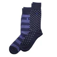 ポロラルフローレン：DOT/RUGBY ソックス 2PK (ネイビー)
