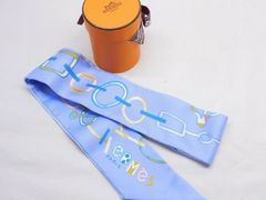 6 新品同様品 エルメス HERMES ■ ツイリー スカーフ Do Re Boucles ド レ ブックル 063951S シルク100％ レディース □7G