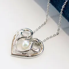 美品 ミキモト ネックレス シルバー パール ハート 3WAY 1P /24-1173