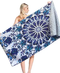 新品 【Blue Giraffe】ビーチタオル スーパーソフト スイムタオル マイクロファイバー バスタオル 160x80CM 旅行 超吸水 防砂 大判 薄型 大きい 軽量 コンパクト ヘアタオル 速乾 プール 海水浴 旅行用タオル 持ち運び ビーチブランケッ