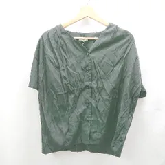 ◇ ⊂◎●未使用●Φ ITEMS URBAN RESEARCH アーバンリサーチ Vネック 半袖 ブラウス サイズF ブラック レディース E  【1502030003215】