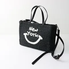 未使用 ア ジョリー a-jolie NEW YORK 2WAY 天然素材 かごバッグ ｜ブラック ハンドバッグ ショルダーバッグ 斜め掛け【2400014579789】