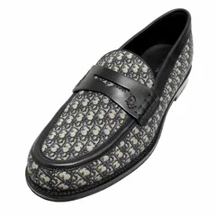 未使用 2023年 ディオール DIOR グランヴィル Granville ローファー オブリーク ジャガード レザー シューズ トロッター 靴 42 （27cm） 黒 ブラック 紺 ネイビー メンズ ▽２のサムネイル