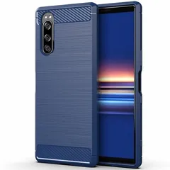 Xperia 5 ケース SO-01M SOV41 901SO エクスペリア5  カーボン調 薄型 耐衝撃 ソフト ケース 【Color】 ネイビーのサムネイル