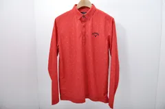 中古 メンズ キャロウェイ Callaway 長袖ポロシャツ L 赤 レッド ボタンダウン ストレッチ ドット柄