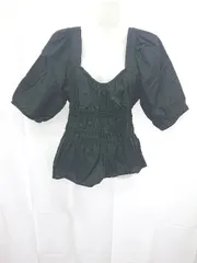 ◇ ⊂ GAP ギャップ スクエアネック ギャザー パフスリーブ カットソー プルオーバー サイズＸＳ ブラック レディース E  【1411070007889】