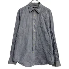 NAUTICA 長袖 ストライプシャツ L ブルー ホワイト ノーティカ ボタン 胸ポケット ワンポイント ロゴ 古着卸 アメリカ仕入 a702-5807