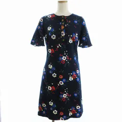 トリーバーチ TORY BURCH ワンピース ミニ 半袖 花柄 フリル 紺 ネイビー系 S ■GY35のサムネイル