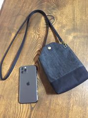 倉敷帆布　スマホポシェット　　スマホショルダー　スマホポーチ　　（ブラック）