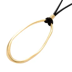 【B：ゴールド×ワンサイズ】[Cream dot. クリームドット公式] ネックレス レディース  金属アレルギー ニッケルフリー ロング 大ぶり レザーコード オーバル 変形 メタル 歪 puレザー 大人 上品 エレガント カジュアル シンプル 