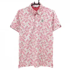 【美品】アンパスィ 半袖ポロシャツ 白×ピンク 総柄 花 メンズ M ゴルフウェア and per se