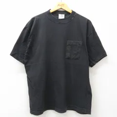XL/古着 半袖 ビンテージ Tシャツ メンズ 90s 無地 胸ポケット付き コットン クルーネック 黒 ブラック 25jul09 中古
