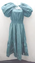 ◇ ⊂ rienda リエンダ 半袖 ロング ワンピース サイズFREE グリーン レディース E  【1502180060267】