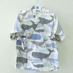お子様用甚平　クジラ柄　130c用　オフ白　Children's Summer Festival Jinbei