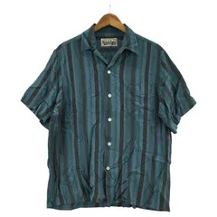 WACKO MARIA ワコマリア ストライプ半袖シャツ sizeS/ターコイズブルー×グレー