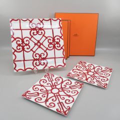 HERMES エルメス ガダルキヴィール スクエアプレート 計3点 箱付き 陶器 食器【中古】【送料無料】