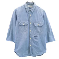 アンユーズド 日本製 7分袖 ロールアップ袖 シャンブレーシャツ 2 ブルー系 UNUSED レディース