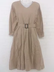 ◇ ◎ ROPE PICNIC ロペピクニック ベルト付 長袖 ロング ワンピース サイズ40 ベージュ レディース P  【1209050001275】