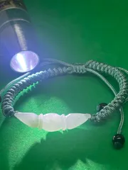 美品 天然翡翠ヒスイ  A商品 蓮根金剛結び編みブレスレット4242-1/4