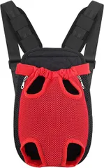 LANDL ペット抱っこバッグ ペットキャリー 犬 キャリーバッグ リュック型 犬猫兼用 ペットスリング 2WAY( 赤,  M)