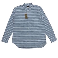 定価64,900円 COMME des GARÇONS HOMME PLUS ボーダー長袖シャツ PN-B031 BLUE L GARCONS コムデギャルソンオムプリュス Border Long Sleeve L/S Shirt ブルー 青 LARGE エル