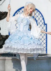 新品未使用 ドレス風ロリータワンピース お出かけや女子会、撮影会、お茶会に！お姫様風ワンピ