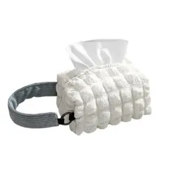 【迅速発送】ティッシュケース おしゃれ 北欧 ソフトパック用 カバー ティッシュボックス PUレザー 洗面所収納 隙間 収納ケース (ベージュ) (白)