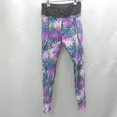 ◇ Θ Roxy ロキシー リーフ柄 ヨガパンツ レギンス サイズS ネイビー パープル レディース E  【1502030003123】